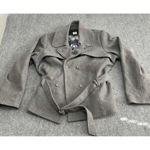 Old‎ Navy Coat Womens  Gray Wool Blend Pockets Belted  Double Breasted Coat 2XL
